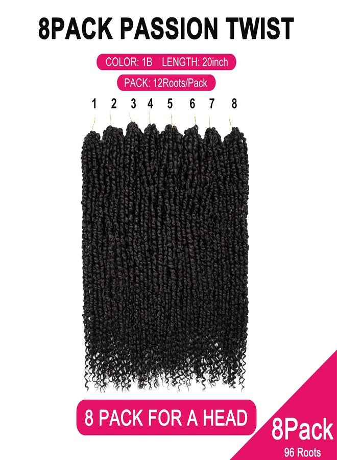 NAYOO Passion Twist Hair - 8 Packs 20 Inch Passion Twist Crochet Hair For Women, Crochet Pretwisted Curly Hair Passion Twists Synthetic Braiding Hair Extensions (20 Inch 8 Packs, 1B) - Image 4
